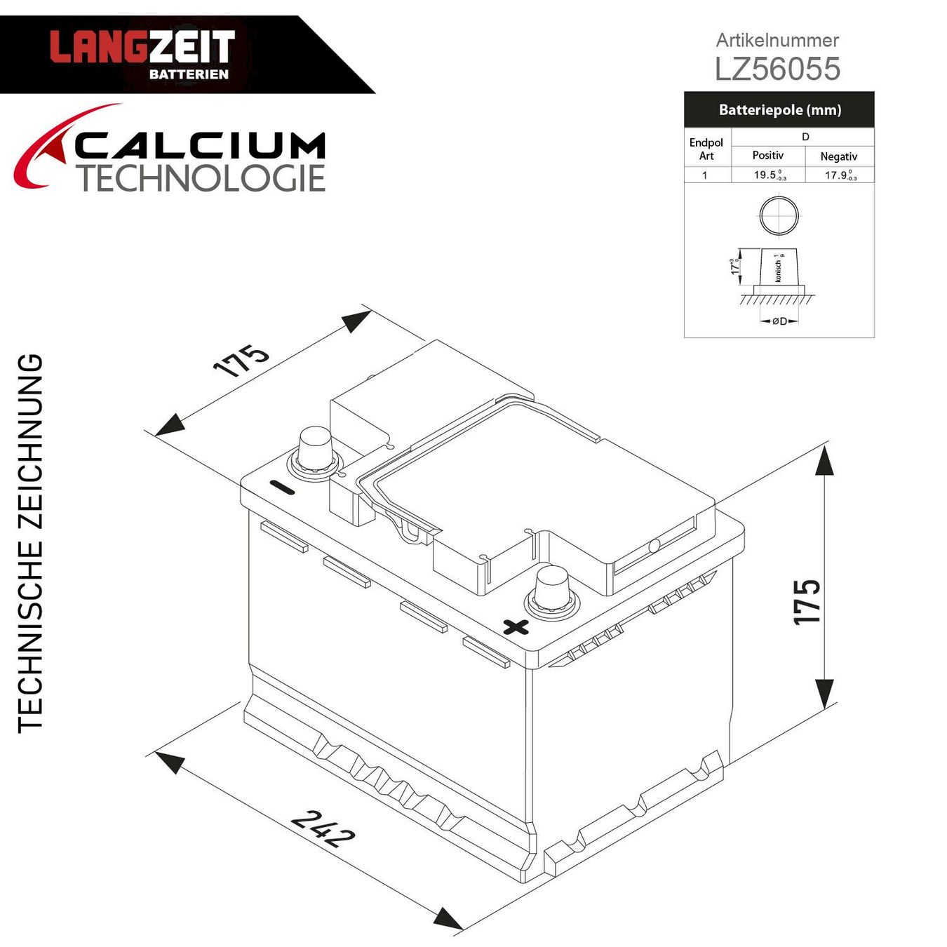 Batterie: LANGZEIT Autobatterie 12V 60Ah – Nuovo e nell'imballaggio originale da Bottighofen venduto da zaap 4
