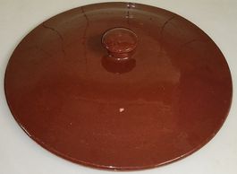 Vintage Keramik Deckel braun glasiert ca 22.5cm