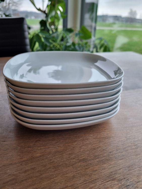 Mäser Porzellan Geschirr Set Für 2 Personen – 2 Schalen & 2 Platten, Schwarz, Rechteckig