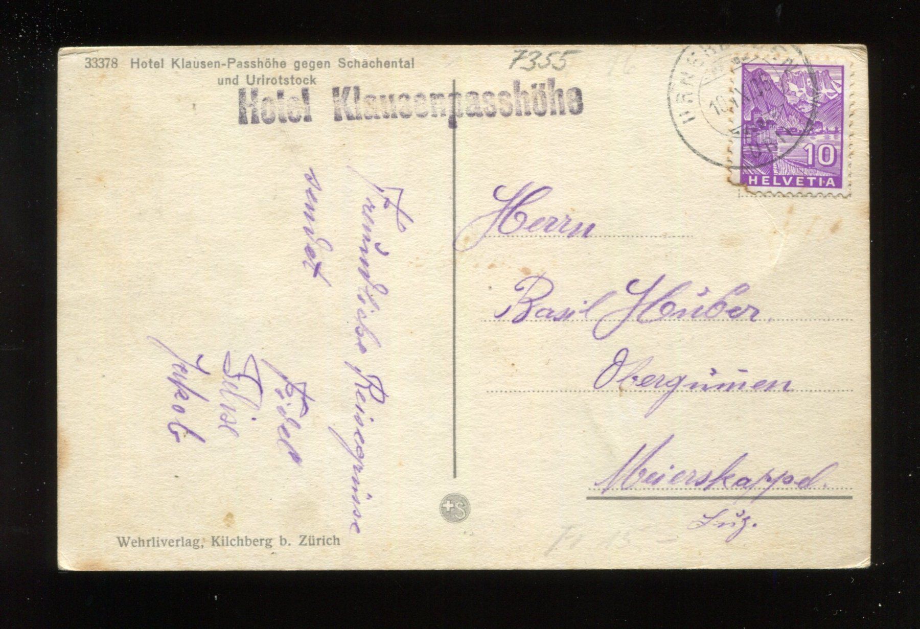 Cartoline postali: Klausen, Passhöhe – Usato da Aarau venduto da Elmaar41 2