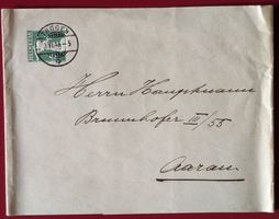 GANZSACHE STREIFBAND TELLKNABE TROGEN APPENZELL AARAU 1913