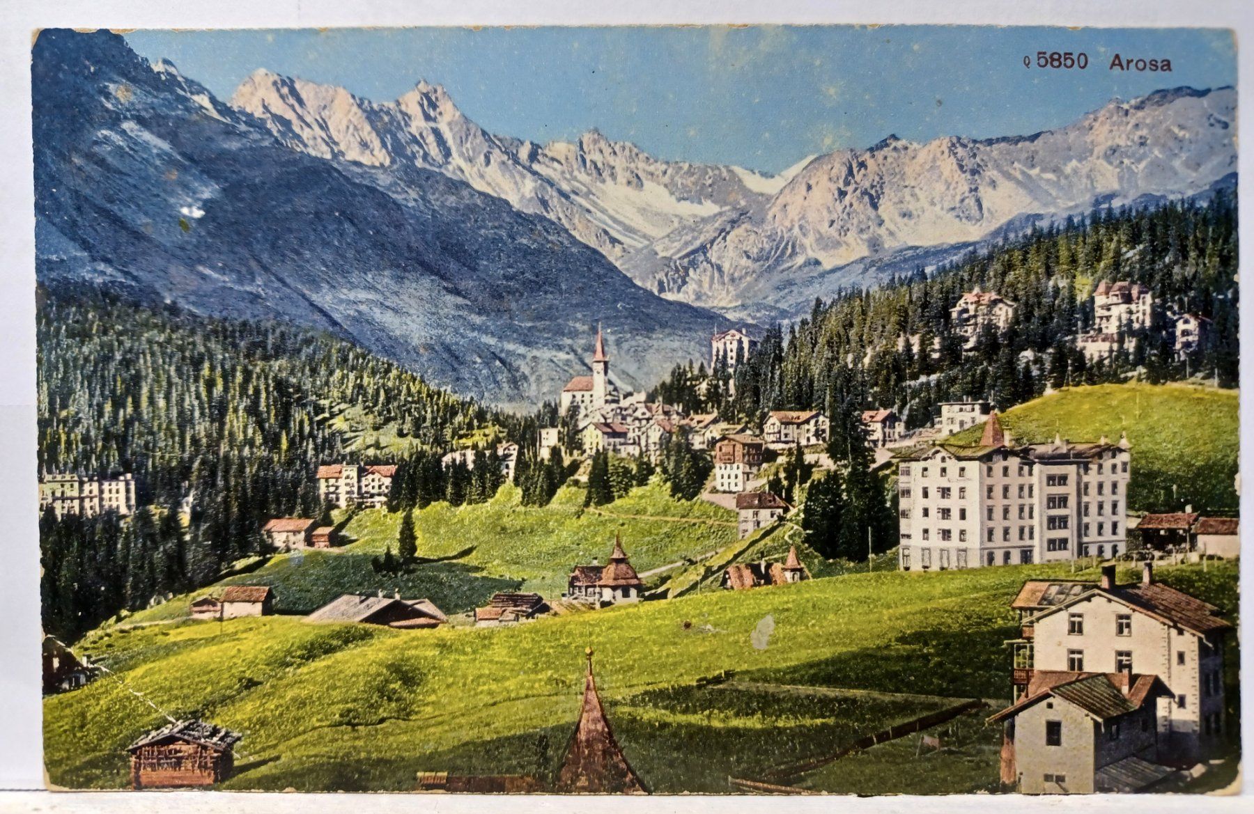 Cartoline postali: No.5850, Arosa, Feldpost, Kaserne Chur – Usato da Aarau Rohr venduto da mgvw