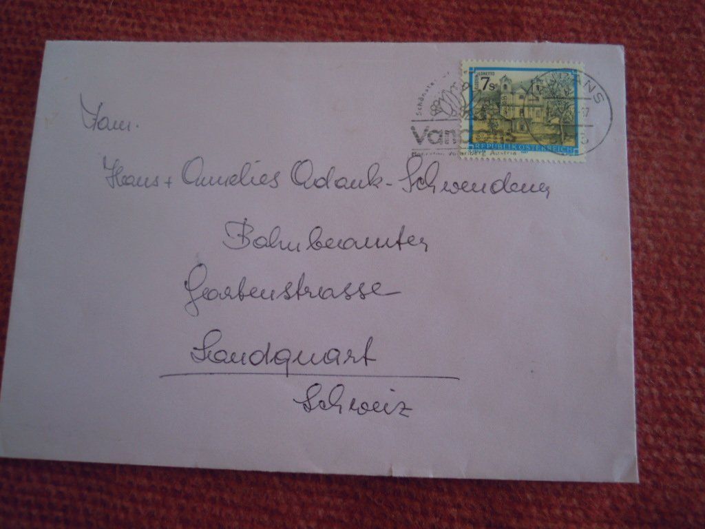 Couverts & Versandtaschen: Gelaufene Briefcouvert mit Marken + Stempel – Gebraucht aus Landquart von hennachebia 5