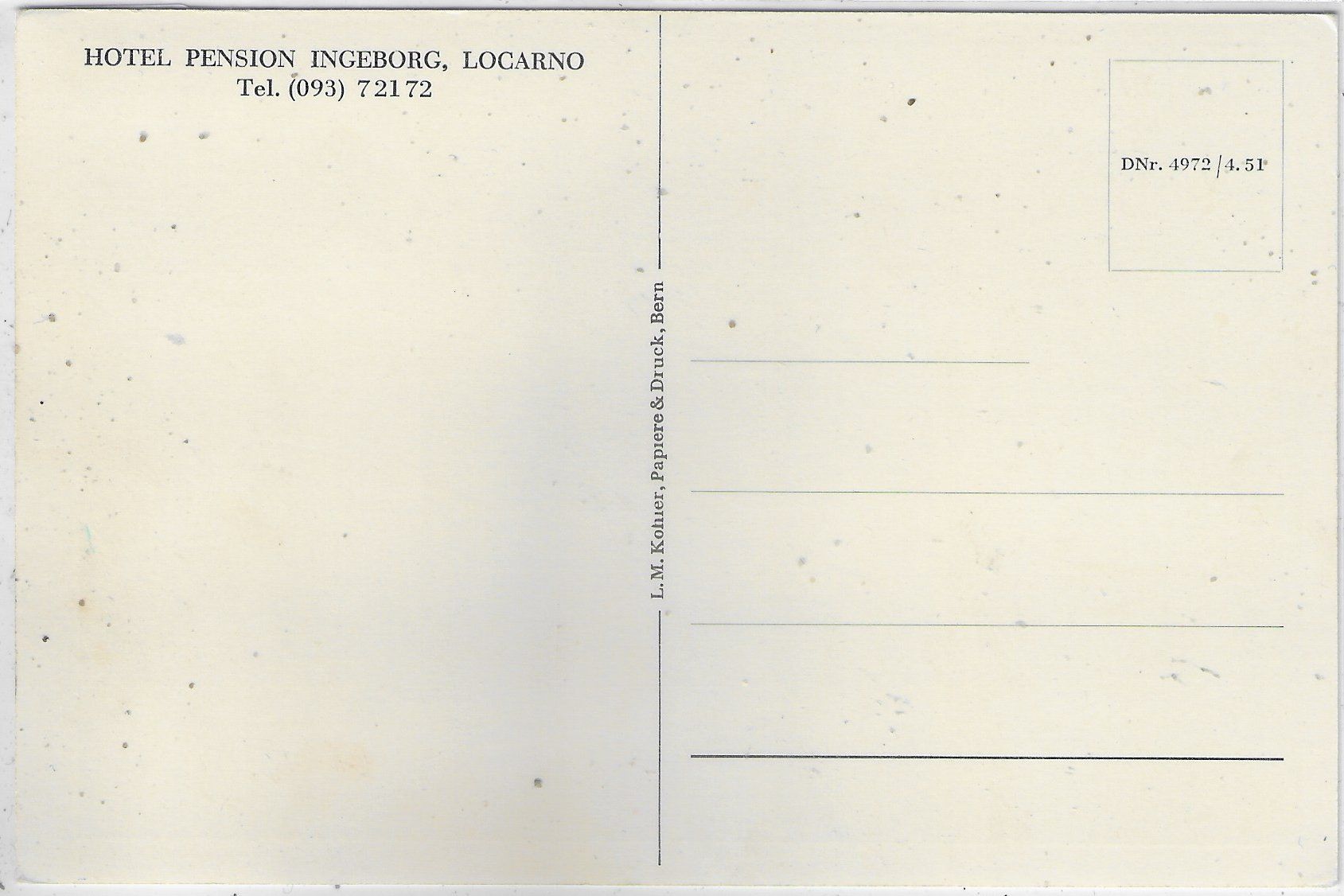 Cartoline postali: Hotel Pension Ingeborg - Locarno – Usato da Ettingen venduto da Kartenplanet 1