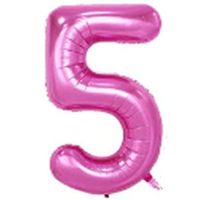 40" XL Metallic Zahlenballon Pink 5 - KOSTENLOSER VERSAND