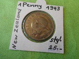 New Zealand 1943, 1 Penny   stgl.