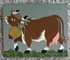 Fässler Emil ??, nicht signiert, Horn - Kuh, Sennschelle