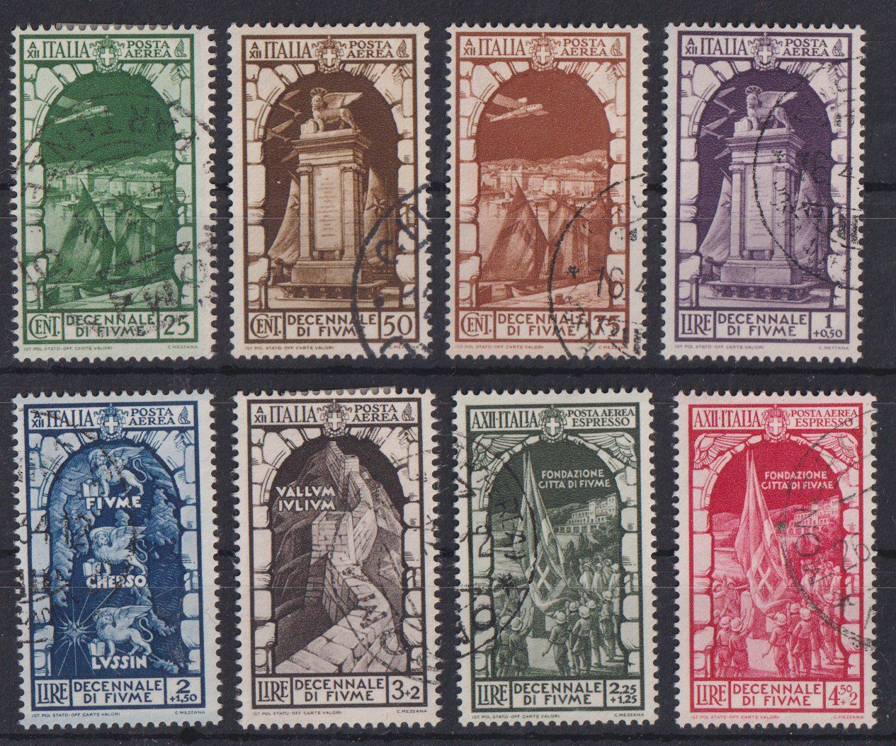 Tutti i francobolli: Italien 1934: Flugpost- / Eilmarken gestempelt - Kat. 110+ – Usato da Eschlikon TG venduto da PhilCon