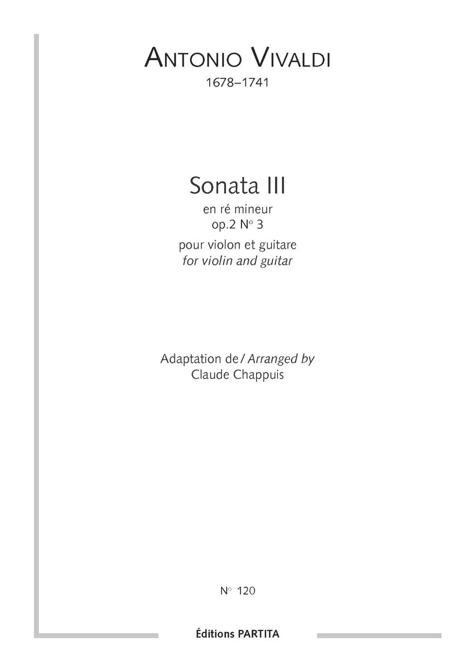 Libri: A. VIVALDI – Sonata III en rém – Nuovo e nell'imballaggio originale da St-Blaise venduto da partita-ch 1