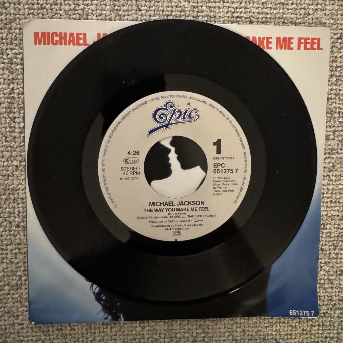 Dischi in vinile: Michael Jackson - The Way You Make Me Feel - 7" Single- 80s – Usato da Rorbas venduto da BlackstarRecords 2