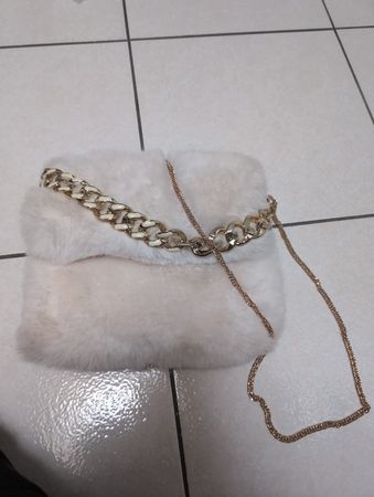 Borsa finto pelo bianca, nuova