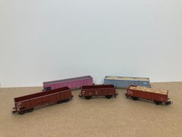 5er Set Märklin H0 offene Güterwagen z.T. beladen SBB