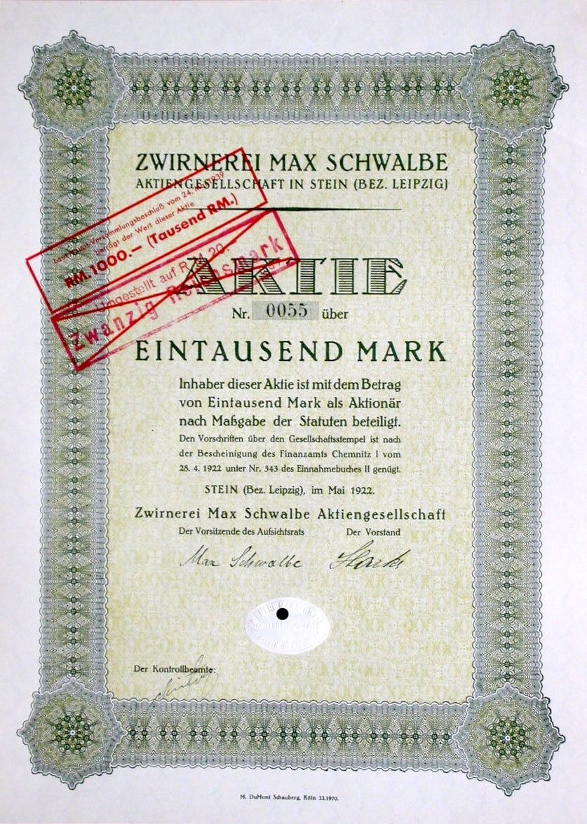 Dokumente: Zwirnerei Max Schwalbe AG, Leipzig - 1922 – Gebraucht aus Solothurn von Sgasche