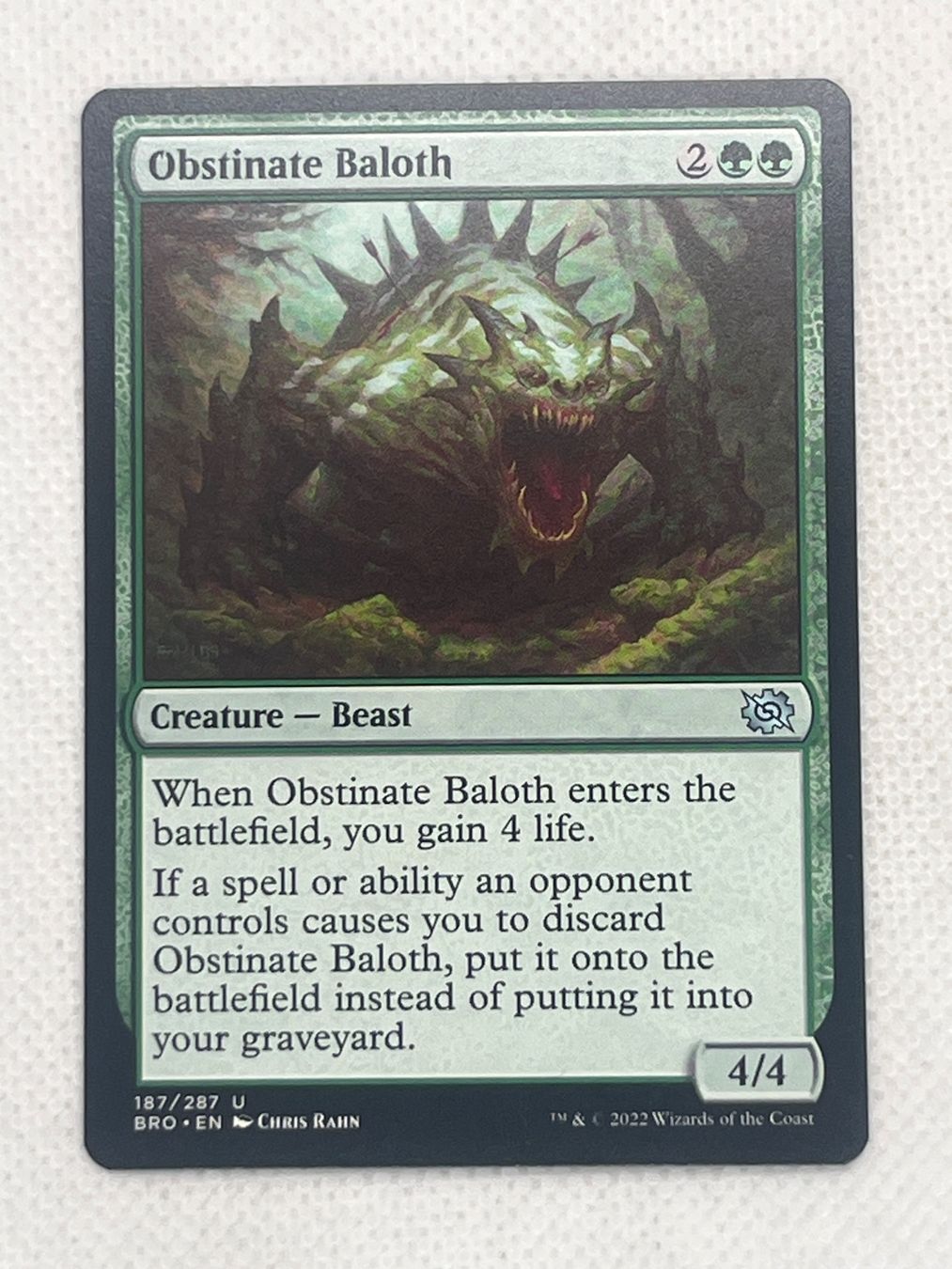 Magic The Gathering Carte collezionabili: Obstinate Baloth — Magic The Gathering – Usato da Hinterkappelen venduto da Kim1992