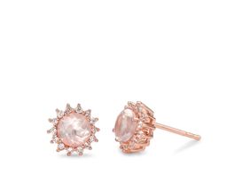Ohrstecker Silber Rosenquarz rosé vergoldet 9mm