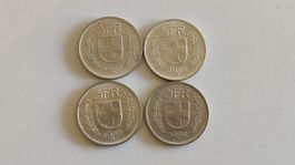 4x 5 Franken 1966, Silbermünzen Schweiz, (2WA6-3)