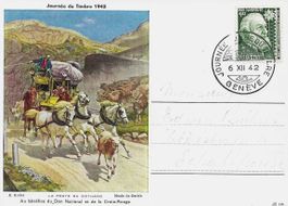 JOURNEE DU TIMBRE 1942 LA POSTE DU GOTHARD