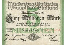 Stuttgart 5 Mil.Mark 01.08.1923 VZ-VZ+