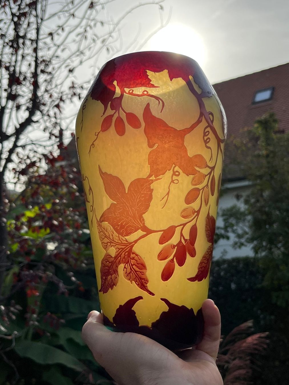 Vasi & Recipienti: Daum Nancy Vase mit Traubenblätter – Usato da Lenz venduto da Klimbim7083 5