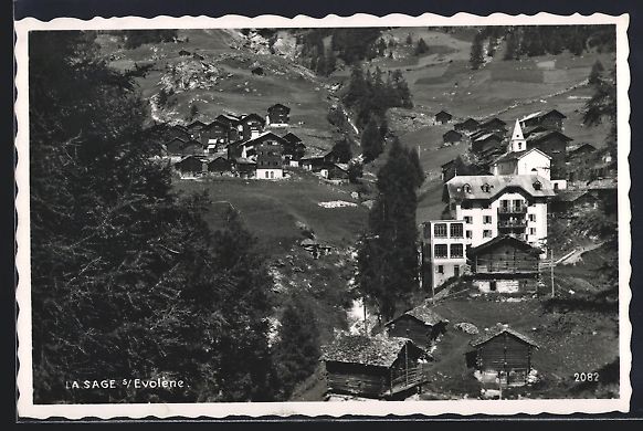 Cartoline postali: La Sage-s-Evolène, Panorama mit Bäumen – Usato da Berlin venduto da bartko-reher