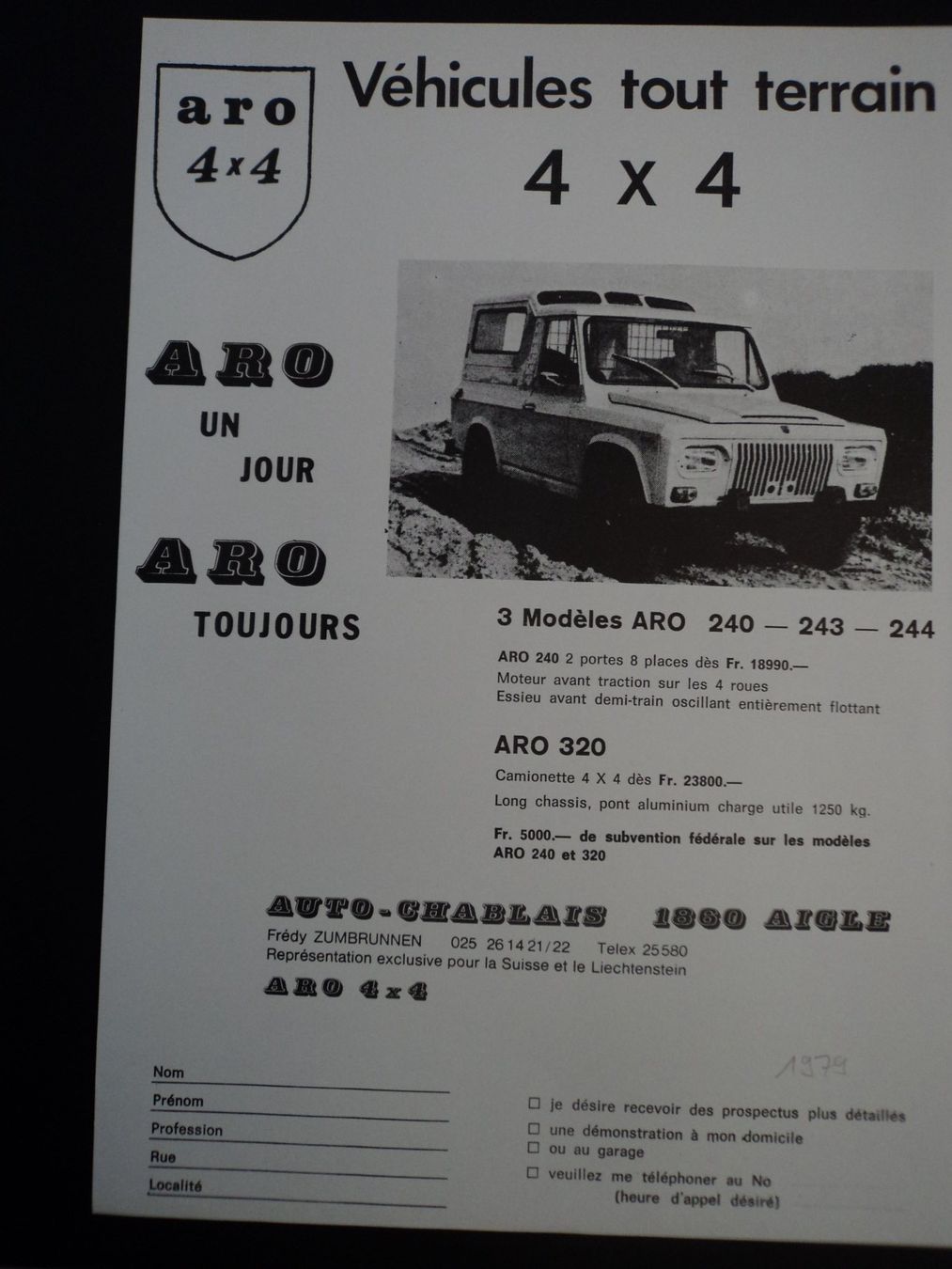 Documents: Prospekt ARO 240 ARO 320 4x4 1979 – D'occasion à Schwarzenburg par modelCARama 1