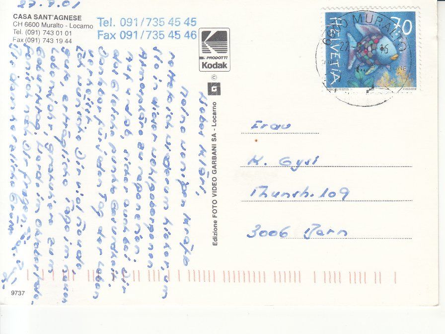 Cartoline postali: Muralto 2001 – Usato da Bürglen TG venduto da StampGraf 1