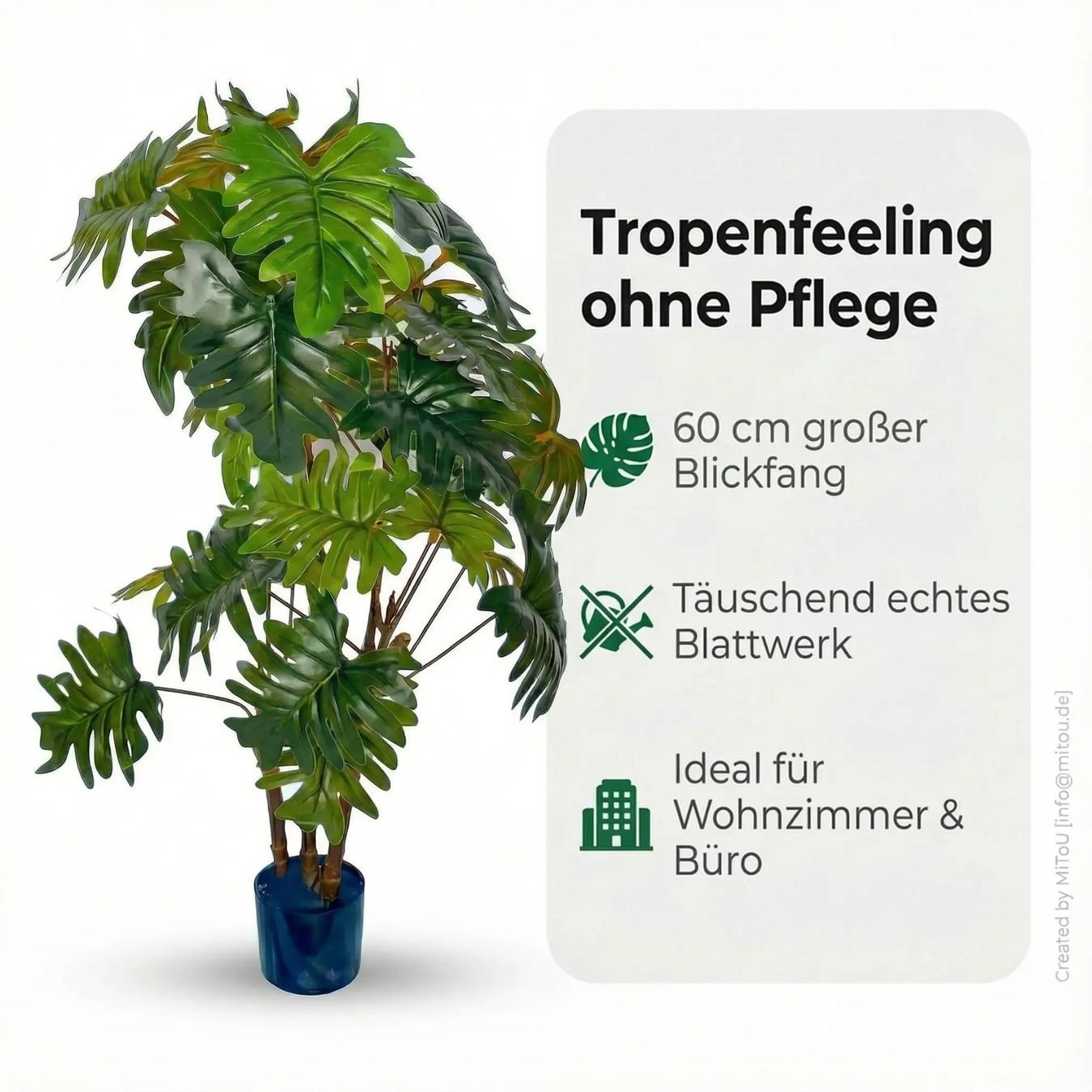 Piante & sementi: HST Kunstpflanze Eichblat-Philodendron Kunstpalme Kunstblume – Nuovo e nell'imballaggio originale da Hess.-Lichtenau venduto da hst_sicherheit 4