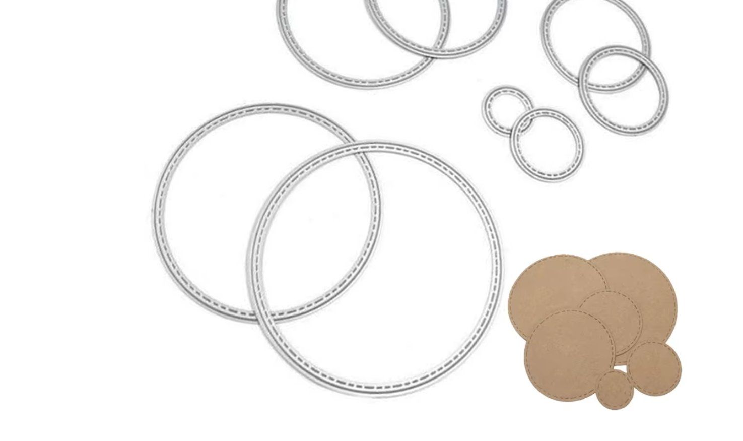 Sciablone: Neues Stanzschablonen-Set runde Rahmen mit "genähtem" Rand" – Nuovo e nell'imballaggio originale da Effretikon venduto da wenuss 1