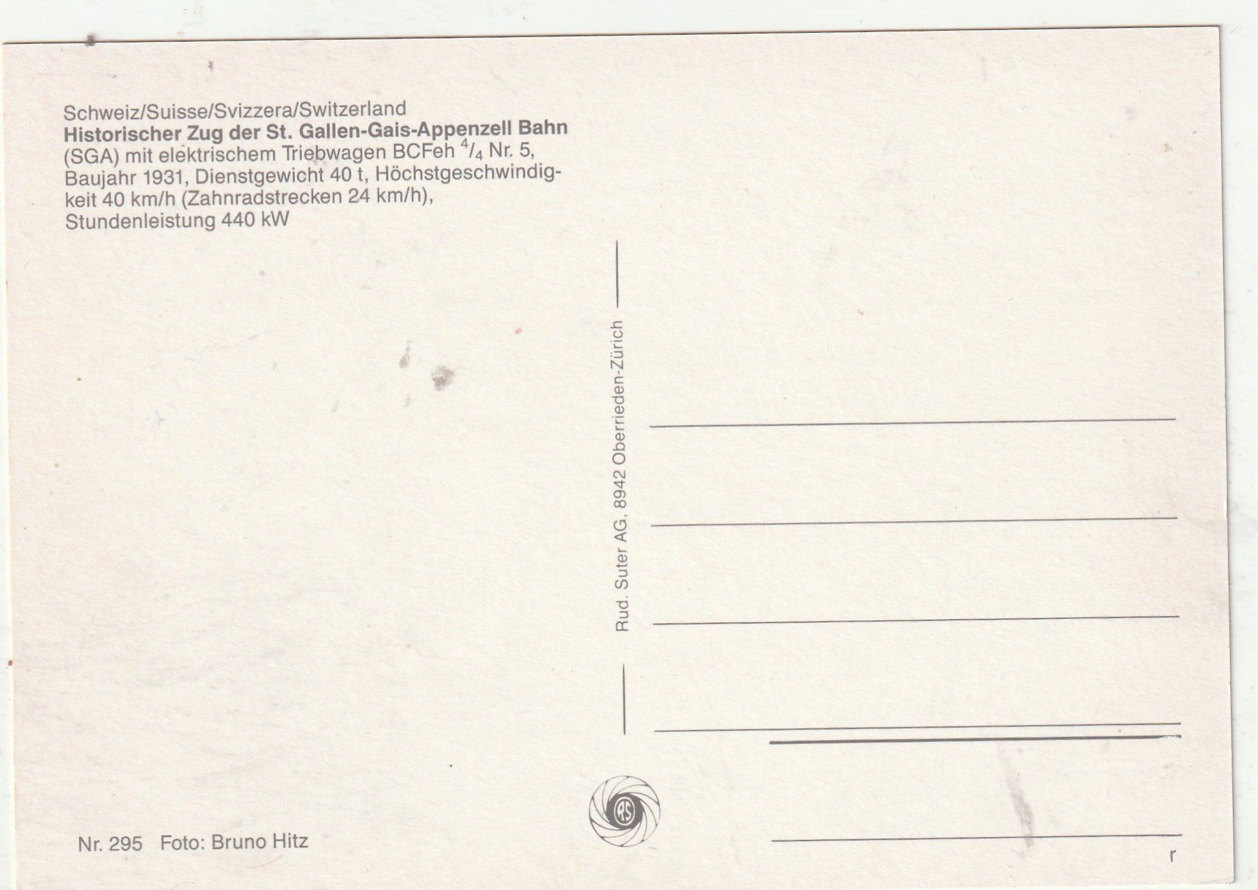 Cartes postales: St. gallen-Appenzeller Bahn – D'occasion à Lumbrein par made02 1