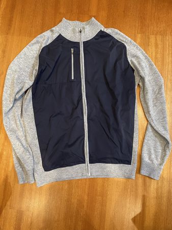 Footjoy Strickjacke, neuwertig, Grösse L, Grau/Blau.