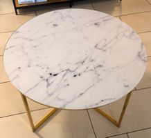 Table Basse ALISMA - 80x80x45cm - Crystal Clear White, Gold