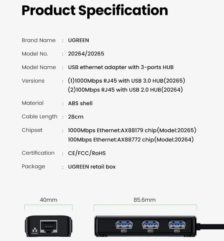 Hubs & Switches: USB Ethernet USB 3.0 auf RJ45 HUB – Neu und originalverpackt aus Unterägeri von RmOnline 9