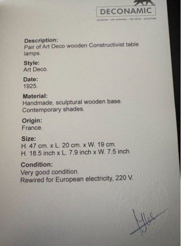 Lampade: Art Deco wooden Constructivist table lamps – Usato da st prex venduto da magdalenaonline 1