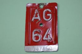 AG 64 - VELONUMMER - FAHRRADSCHILD - PLAQUE DE VELO - AG 64
