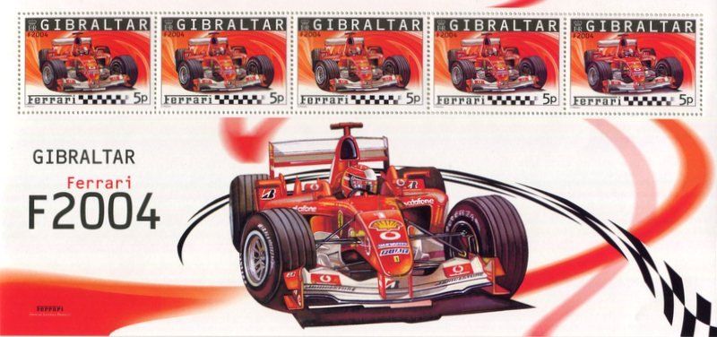 Tutti i francobolli: Block "Ferrari. Formel 1". Gibraltar. – Nuovo e nell'imballaggio originale da Basel venduto da Butsch5