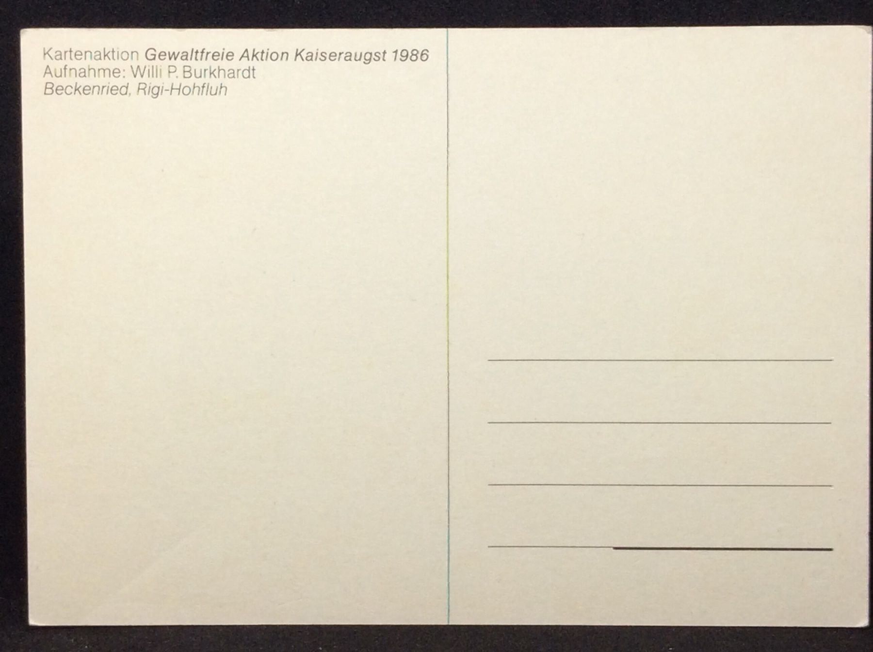 Cartoline postali: Gewaltfreie Aktion Kaiseraugst 1986 – Usato da Widnau venduto da Brusi9 1
