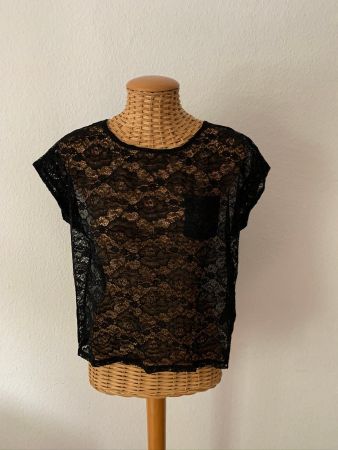 Spitzen Oberteil schwarz - S