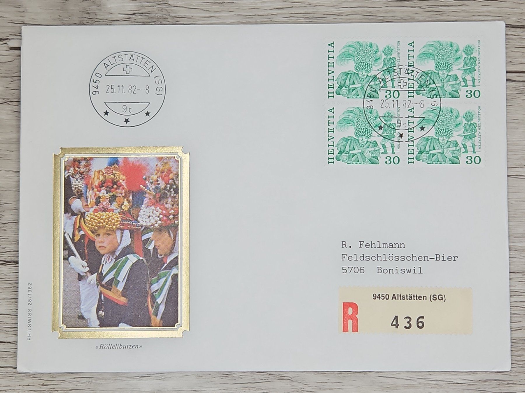 Tutti i francobolli: CL01 Enveloppe + Timbre Suisse 1982 – Usato da Cousset venduto da Patrick_Collections