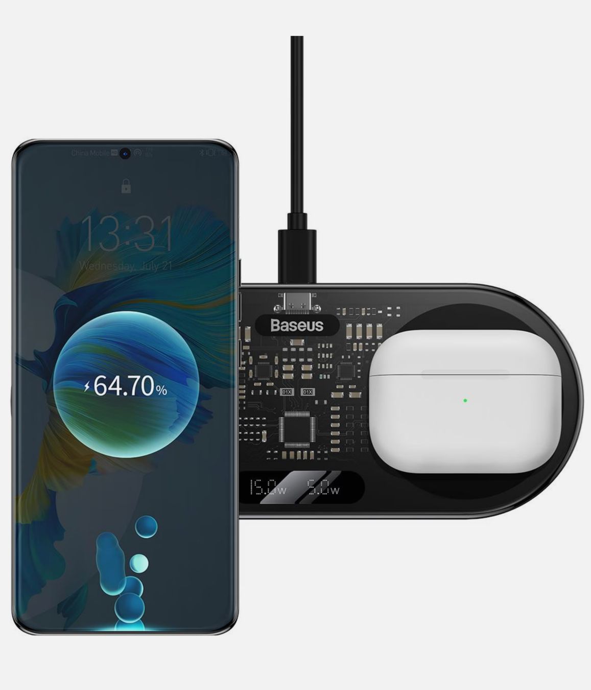 Baseus Caricabatterie: Baseus Digital LED Display 2in1 Wireless Charge – Nuovo e nell'imballaggio originale da Winterthur venduto da Pcline1 5