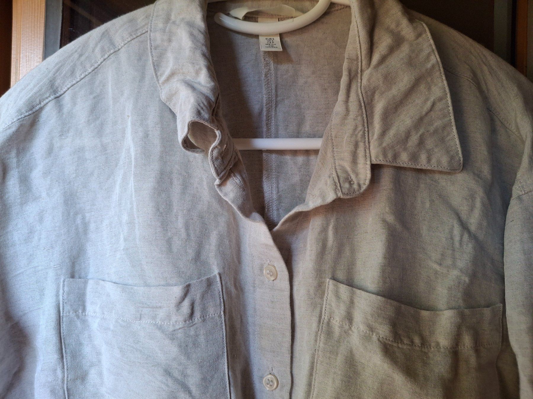 H&M Camicette: Mama Bluse Gr. S, hellbeige, Leinengemisch, H&M Umstandsmode – Usato da Mamishaus venduto da Salima 2