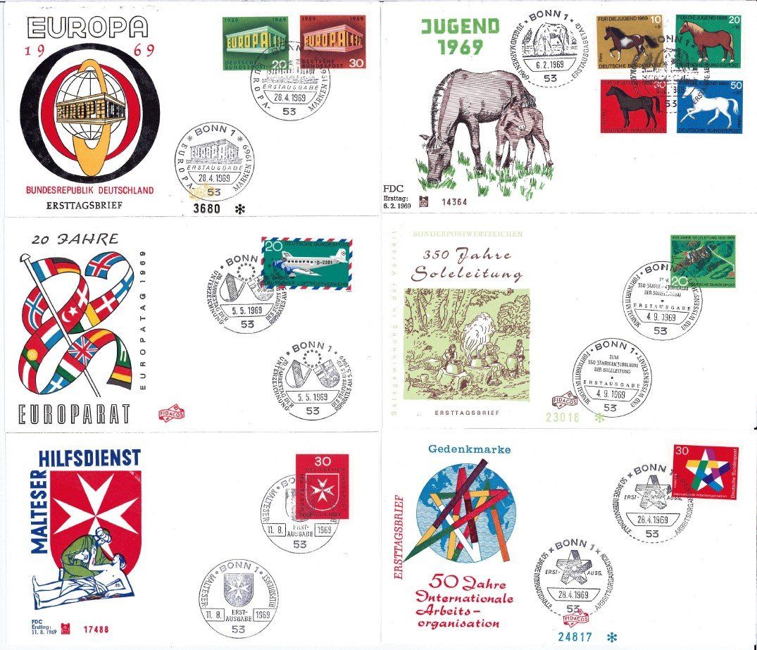 Tutti i francobolli: 17 FDC BRD Jahr 1969 – Usato da Bellach venduto da qsearch
