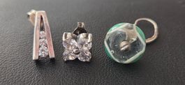 Lot de trois boucles d'oreilles Uniques Argent 925 & murano☆