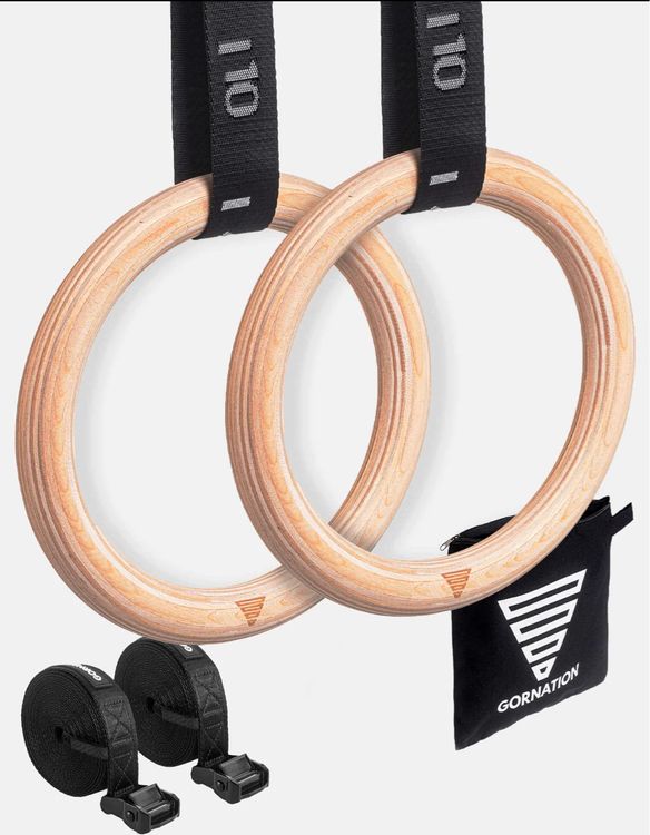 Anneaux De Gymnastique En Bois LoggyLand – Corde Ajustable 1,10-2,00 M – Entraînement Musculation