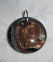 Pendentif en verre neuf rond noir argent