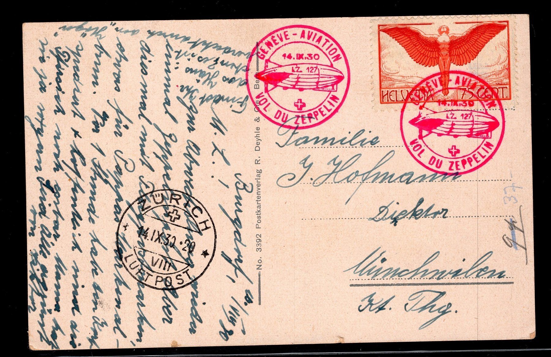 Tous les timbres: CH - Flugpost - Sonderflug - SF 30.8a - Postkarte – D'occasion à Rombach par VENTIS-Auktionen