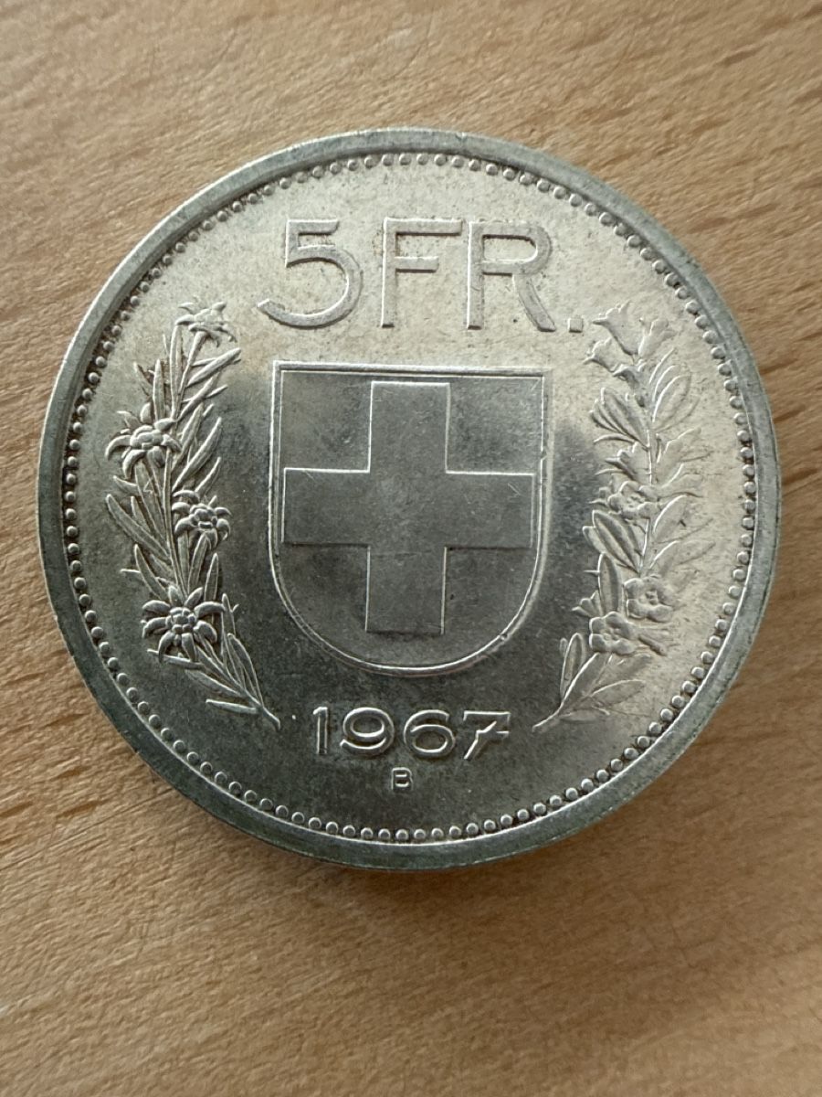 Toutes les monnaies: 5 Franken 1967 Silbermünze – D'occasion à Appenzell par Wumo74