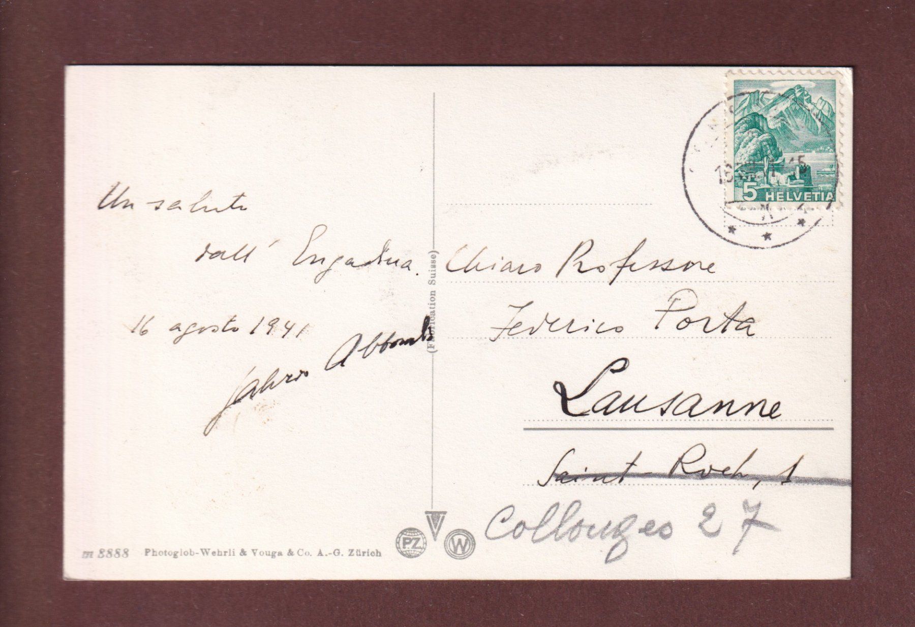 Ansichtskarten: HAHNENSEE - Silvaplanersee - 1941 – Gebraucht aus Pully von nicecards-shop 1