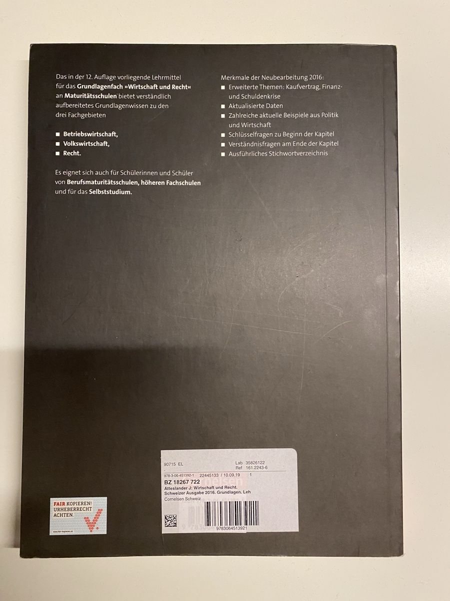 Libri: Buch Wirtschaft und Recht – Nuovo (secondo la descrizione) da Lavin venduto da lor_f9mr 1