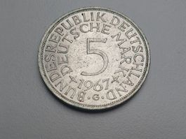 🇩🇪 Germany 5 Mark 1967 G Silver 11.2 g .625