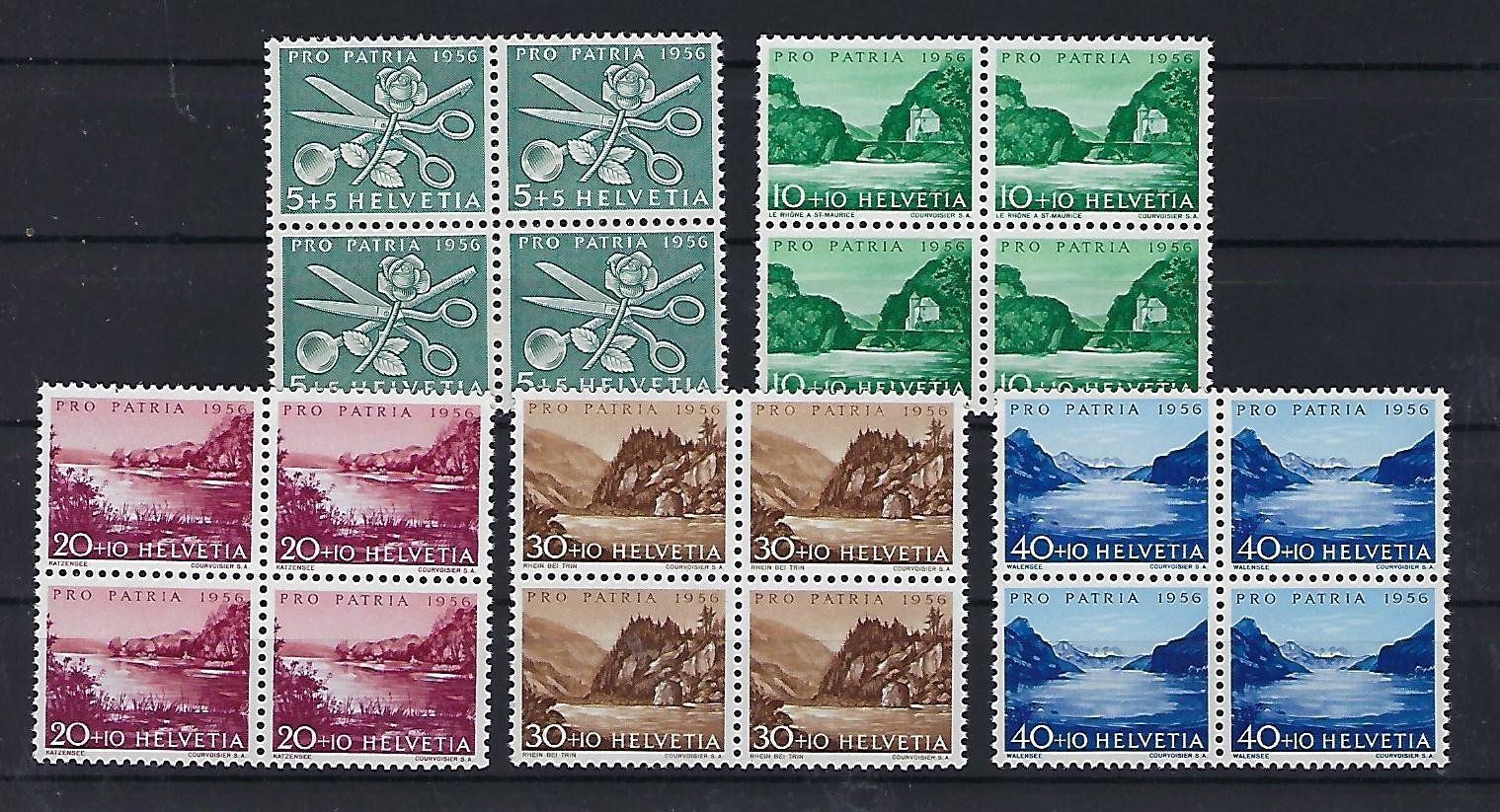 Tutti i francobolli: Pro Patria Viererblocks 1956 postfrisch     15663 – Usato da Lunden venduto da Animus999